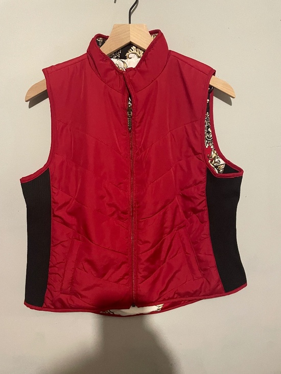 Jackets & Blazers - Reversible women’s vest size M black  & burgundy, one side, solid one floral